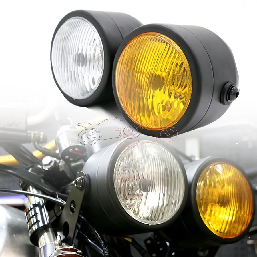 

Motorcycle 4inch White+Amber Lense Twin H4 12V 35W Headlight Double Dual Front Lamp Universal for Suzuki Harley Yamaha Kawasaki