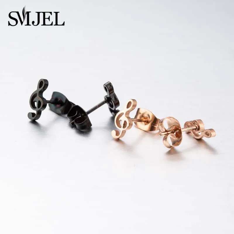 SMJEL женские серьги гвоздики с музыкальной нотой из нержавеющей стали маленькие