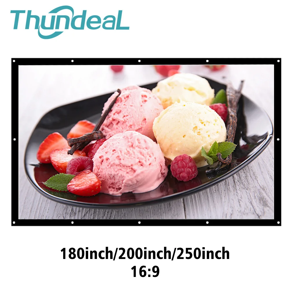 ThundeaL 180 200 250 بوصة الإسقاط شاشة ل بينكيو اوبتوما XGIMI العارض شاشة قماش مات الأبيض 3D HD المسرح المنزلي الستار
