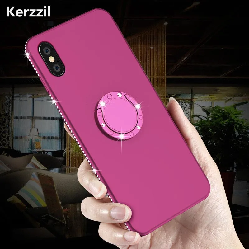 Силиконовый чехол с бриллиантами Kerzzil для iPhone 7 8 Plus XS Max XR чехлы подставки X 6S 5 SE