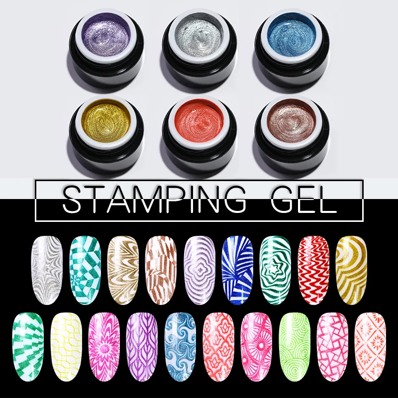 BORN PRETTY Nail Stamping Gel 5ml Gel Polish Shimmer Glitter Print Soak
