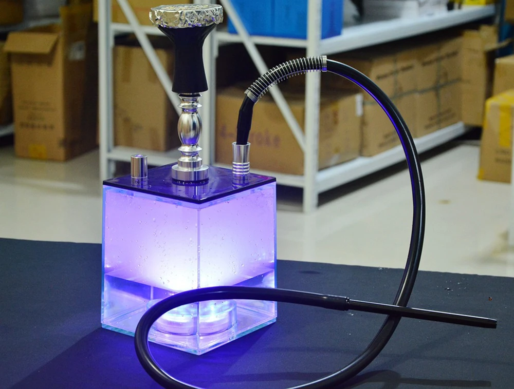 Прозрачный акриловый кальян набор со светодиодный светильник Sheesha Narguile Chicha кальян коробка включает силиконовую чашу и зажим и шланг трубка для кальяна