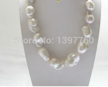 

Miss charm Jew.92 natural luster white Reborn keshi pearls necklace 925s clasp