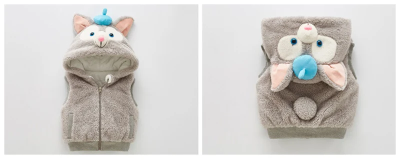 2018 autumn winter baby boys girls vest for children thick cotton warm rabbit veat cute hooded outwear children clothes (2)