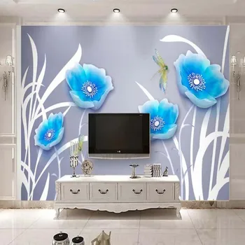 

Blue Flower Photo Wallpaper Mural Wall Paper Roll for Living Room Wall Decorative Paper papier peint Mural 3d Embossed Custom