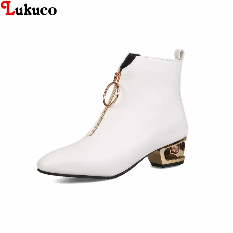 

Lukuco 2018 Women Boots Low Heel PU Leather Shoe Large Size 43 44 45 46 47 48 Handmade High Quality Free Shipping Shoes Woman
