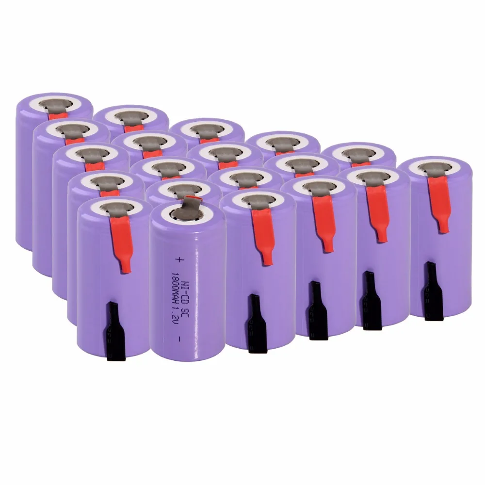 20 шт SC 1800mah 1 2 v аккумулятор NICD перезаряжаемый 4 25 см * для электрической отвертки