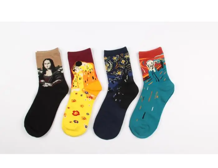 Oil Painting Art Socks New high-quality brand women's socks Breathable and comfortable cotton socks