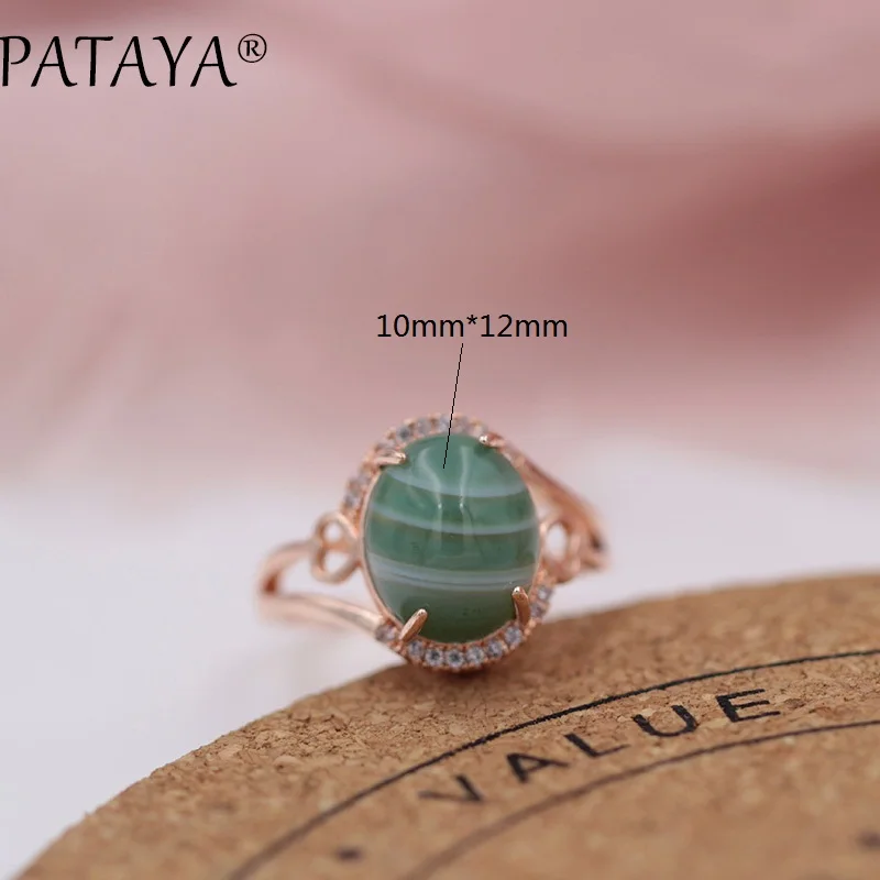 PATAYA, Новое поступление, модные кольца с натуральным ониксом, белым кубическим цирконием, 585, розовое золото, милые роскошные изысканные ювелирные изделия для женщин