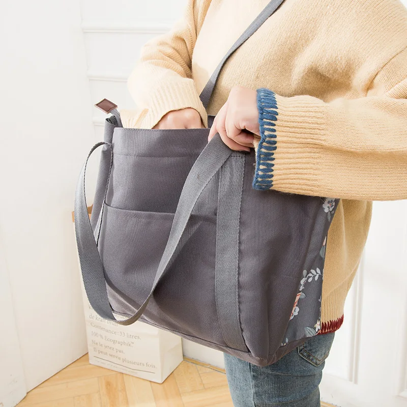 

Flower Printing Design Canvas Big Bags For Women Bags Korea Fashion Ladies Shoulder Bag Bolsos Large Capacity Travel Storage Bag