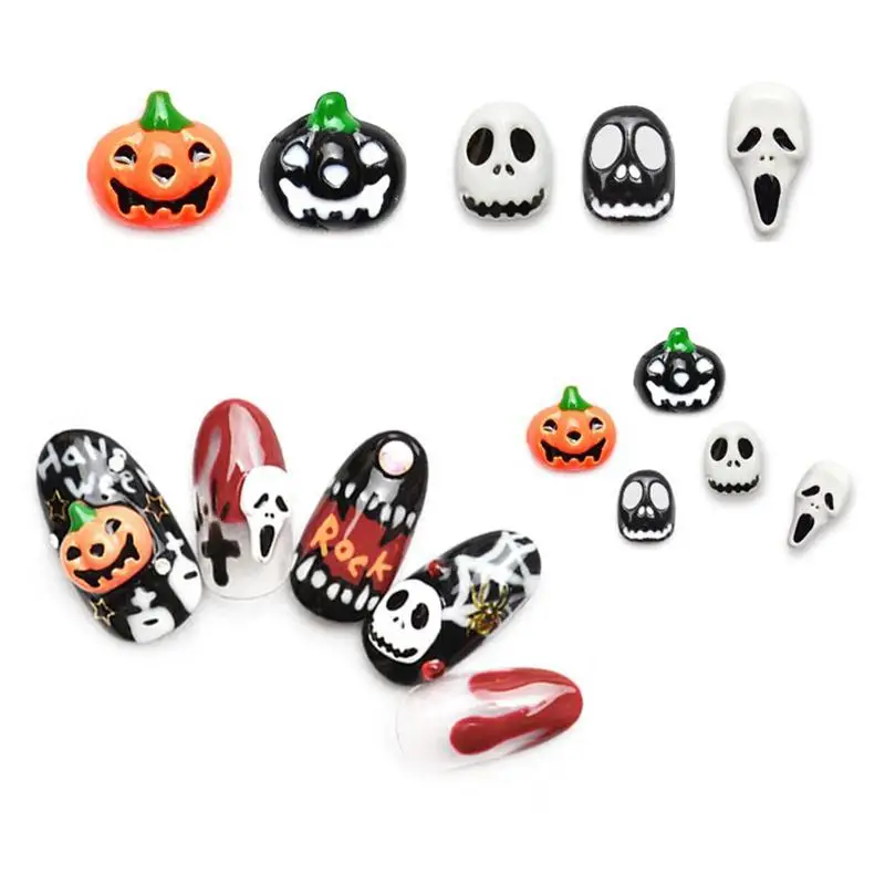 

Halloween 3D Nail Stickers Pumpkin Ghost Skull Fingernail Decor Decoration DIY