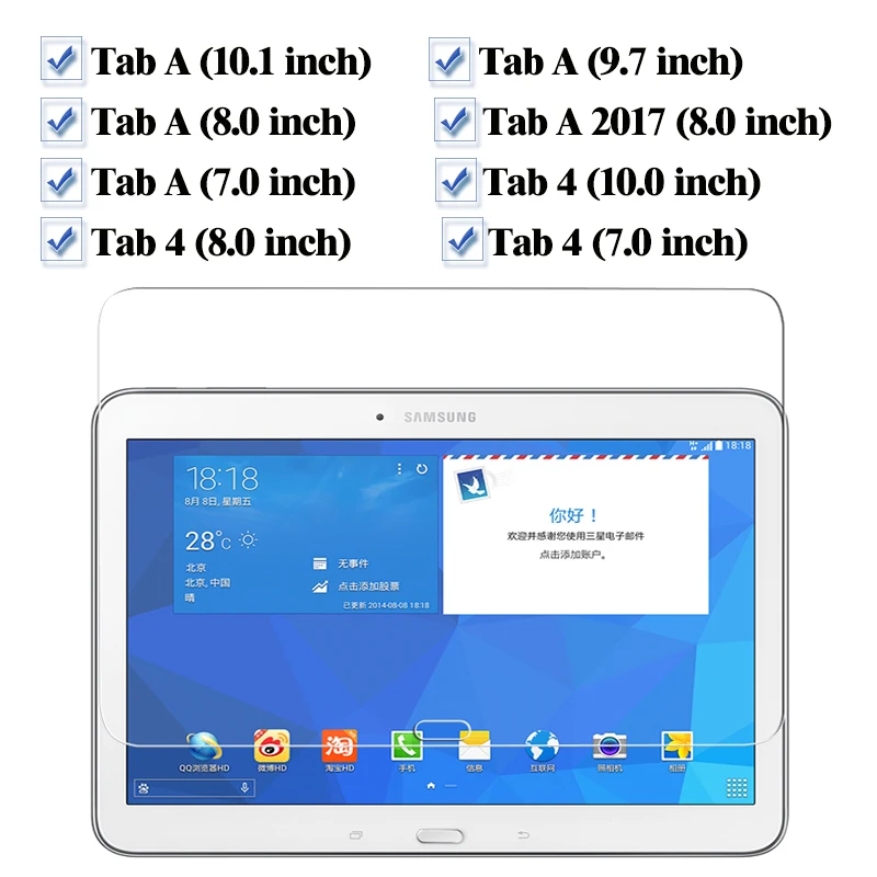 Защитное стекло для планшета 10,1 4 A 7 8 9,7 10 дюймов защита экрана на Galaxy Tab A6 T550 10,1 дюймов Tremp Чехол для очков
