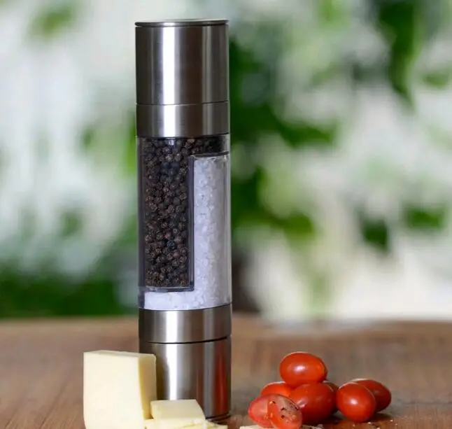 New Pepper Grinder 2 in 1 Stainless Steel Manual Salt Pepper Mill Grinder Seasoning Kitchen Tools Grinding for Cooking