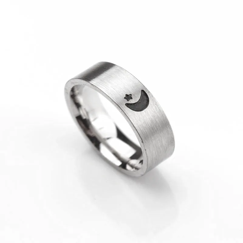 Sun And Moon Simple Ring Couples Rings Set For Him And Her Promise Rings For Stainless Steel Gift Lovers Rings