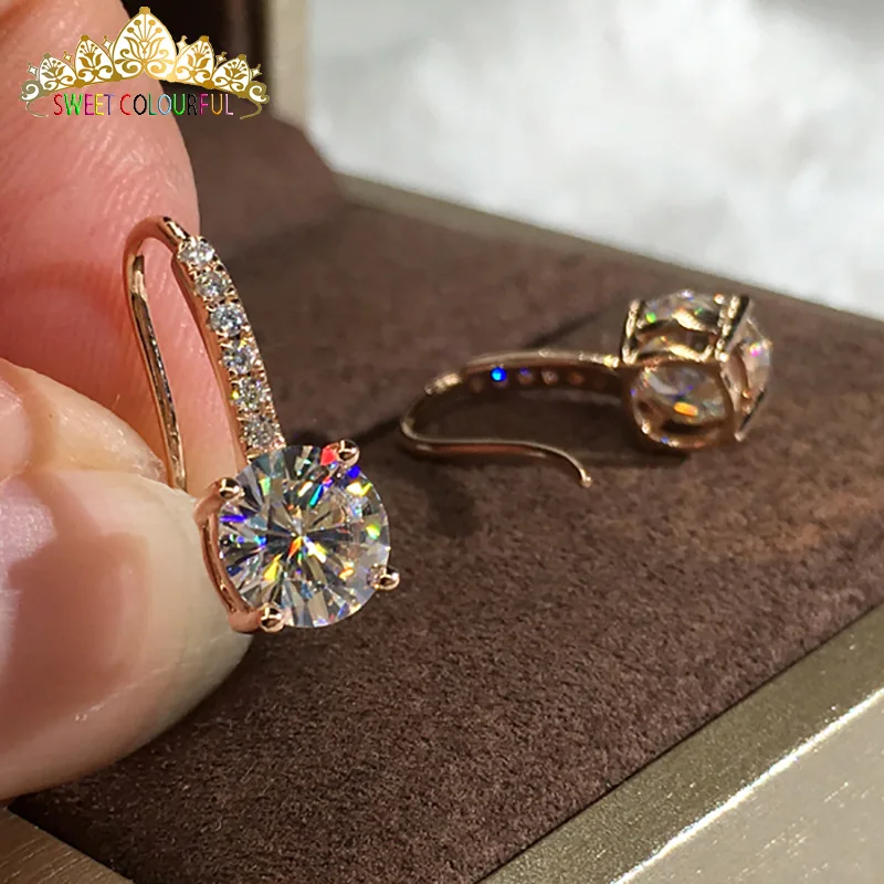 

18K Gold A pair of Earrings 1CT D Color Moissanite Earrings For Women M-0.5