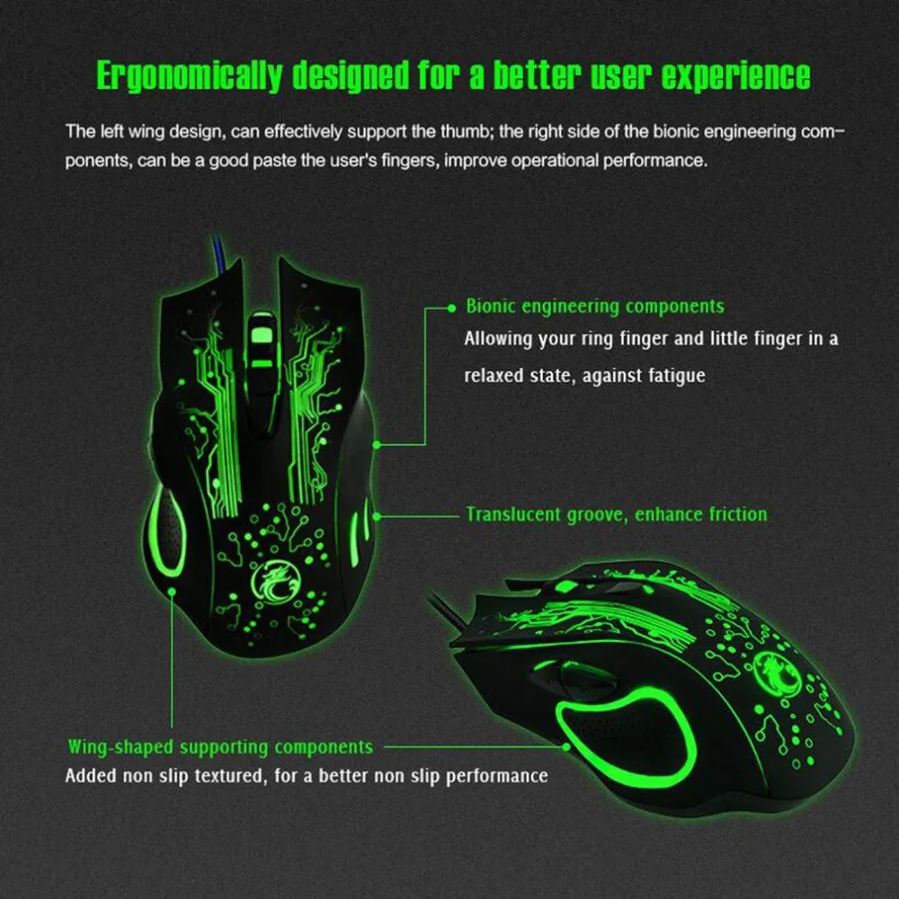 X9 LED Optical Mouse 6 Buttons USB Wired Gaming Mouse for Computer Professional Gamer Mouse for PC Laptop Plug and Play