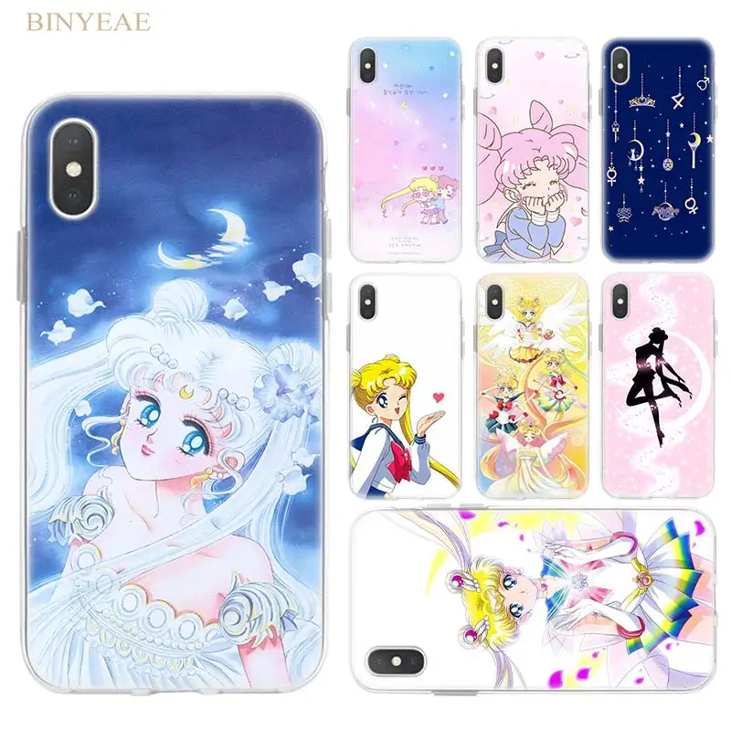 

Sailor Moon girl Soft Transparent TPU Phone Cases Coque Shell for Apple iPhone X XR Xs Max 8 7 6 6s Plus 5 5S SE