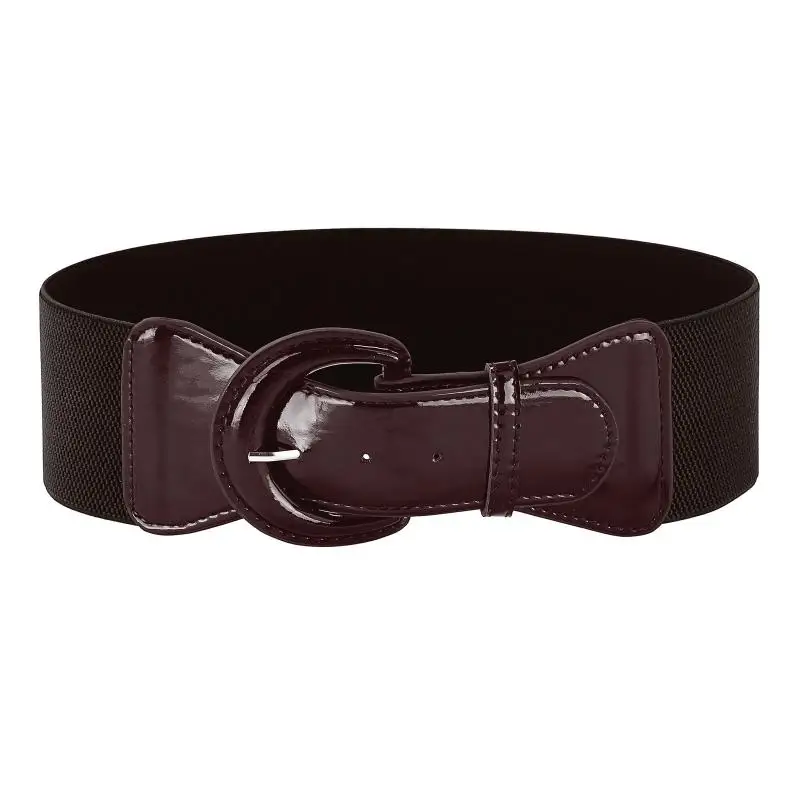 

Women Vintage Leather Buckle Stretch Elastic Waist Belt Wide Waistband Lot Style