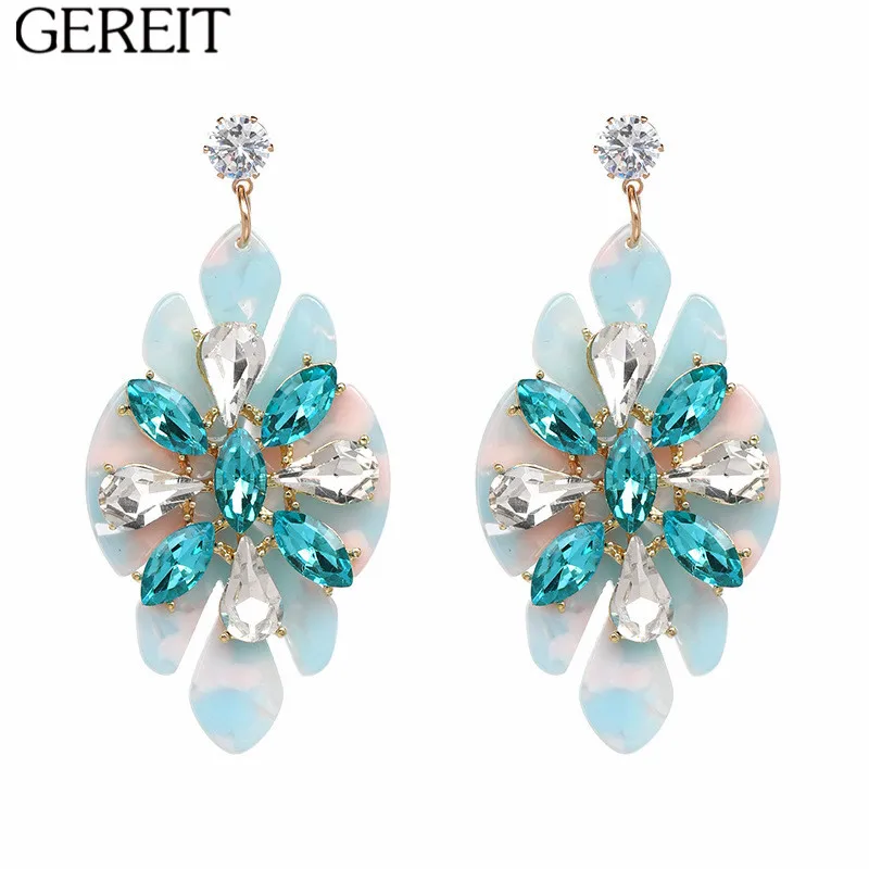 GEREIT 2018 Vintage Acrylic Resin Drop Earrings For Women New Bohemian Statement Dangle Crystal Big Boho Jewelry Oorbel | Украшения и