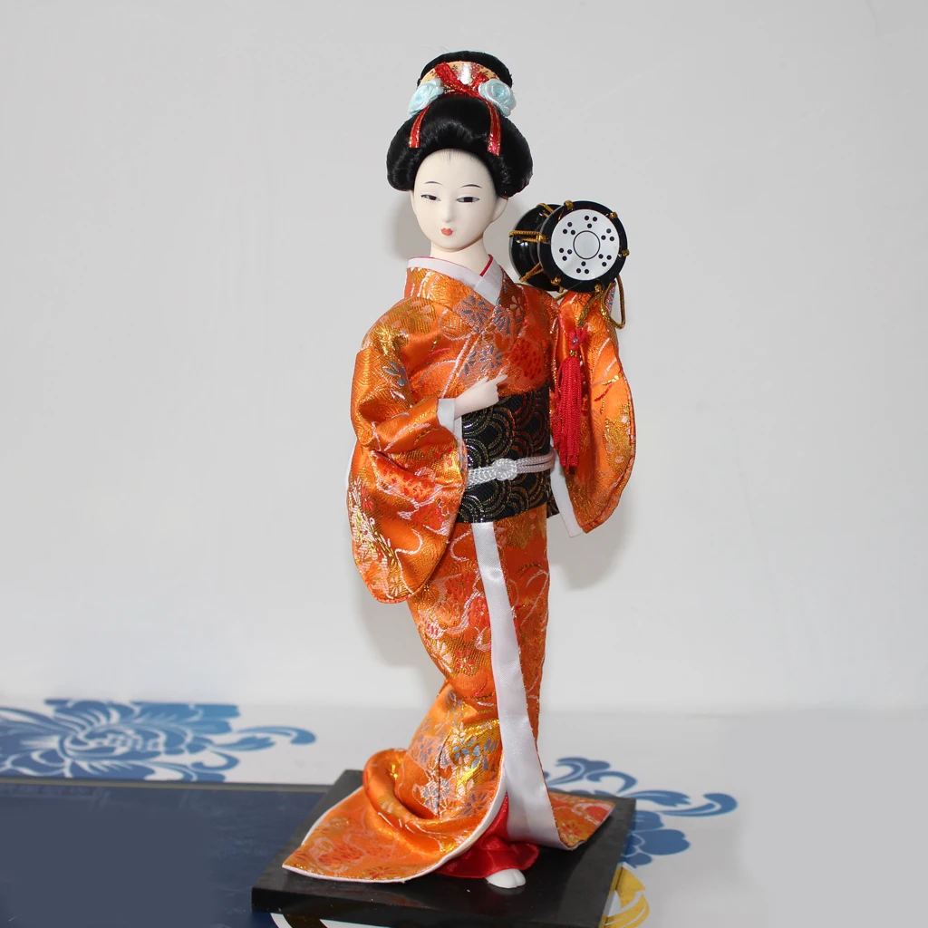 Vintage Kokeshi Geisha Dolls,Stuffed Cloth Asian Decor Oriental Pin Cushions Printed Fabric Tea Dolls