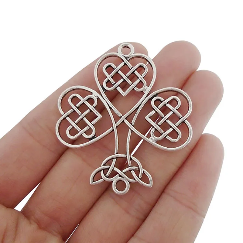 

10 x Tibetan Silver Hollow Large Celtics Knot Shamrock Connector Charms Pendants for DIY Necklace Jewelry Making Finding 46x41mm