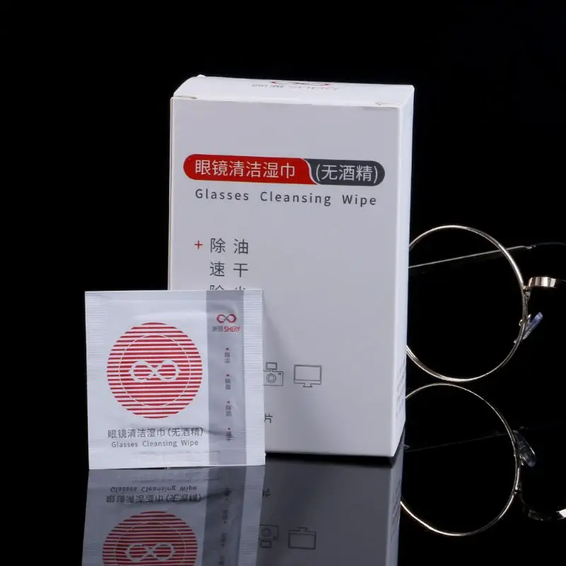 100 шт./компл. очки Очиститель влажной ткани одноразовые портативный инструмент для очистки экрана телефона линзы чистые очки для чтения