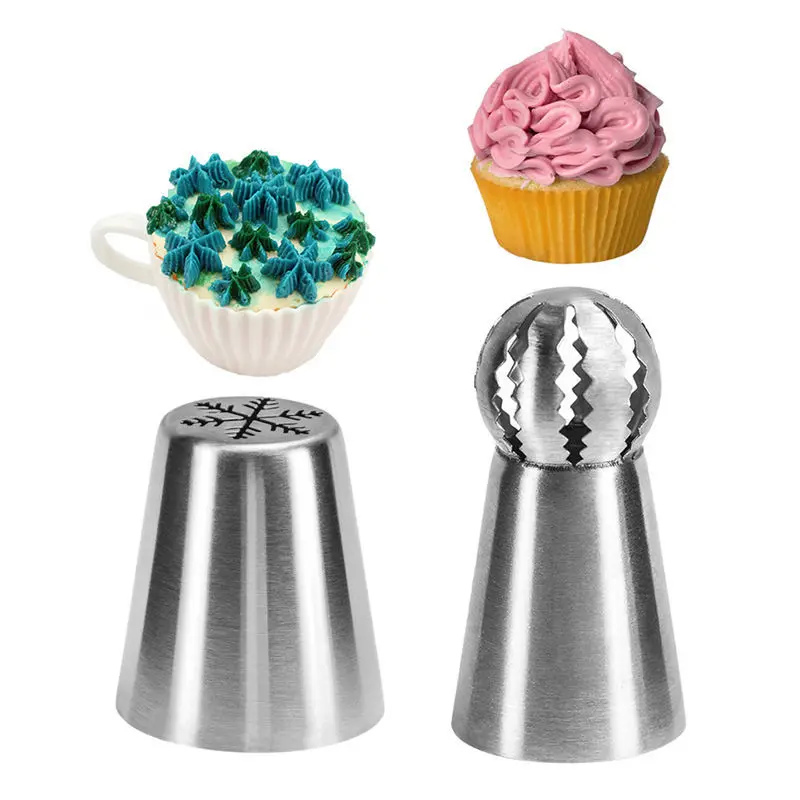 

2Pc/Set Russian Piping Nozzle Sphere Ball Icing Confectionary Pastry Tips Sugar Craft Cupcake Decorator Kitchen Bakeware Tools