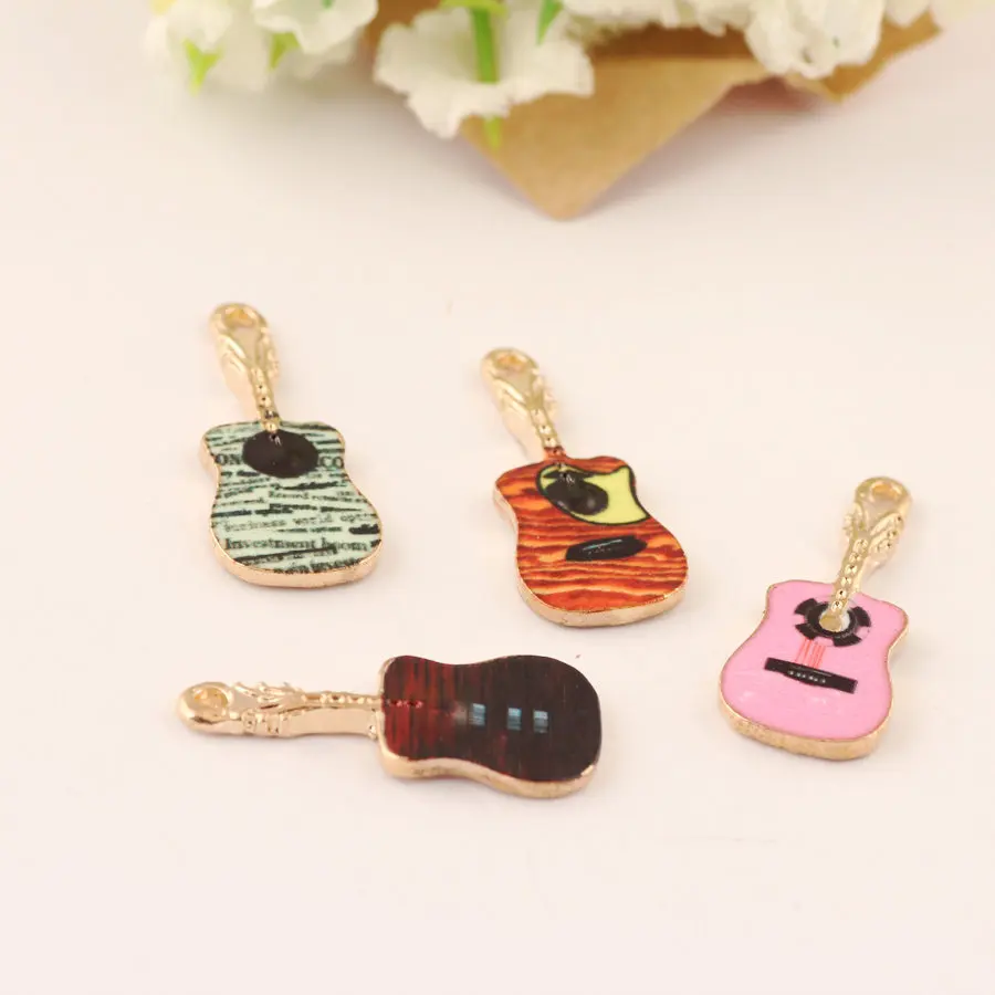 30pcs) 4 Colors Guitar Charms Dangles Pendant for Bracelet Necklace