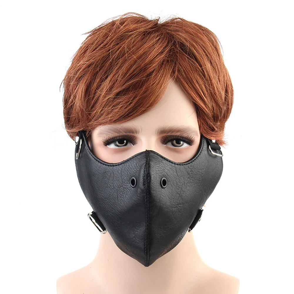 Motorcycle Face Mask PU Leather Anti fog Balaclava Face Shield