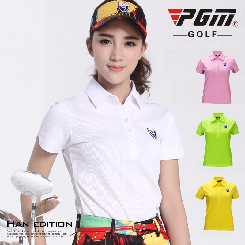 جديد وصول الفتيات الرياضة النسائية ملابس الغولف الغولف قصيرة الأكمام t-shirt تريلين الرياضية زي الإناث قمم