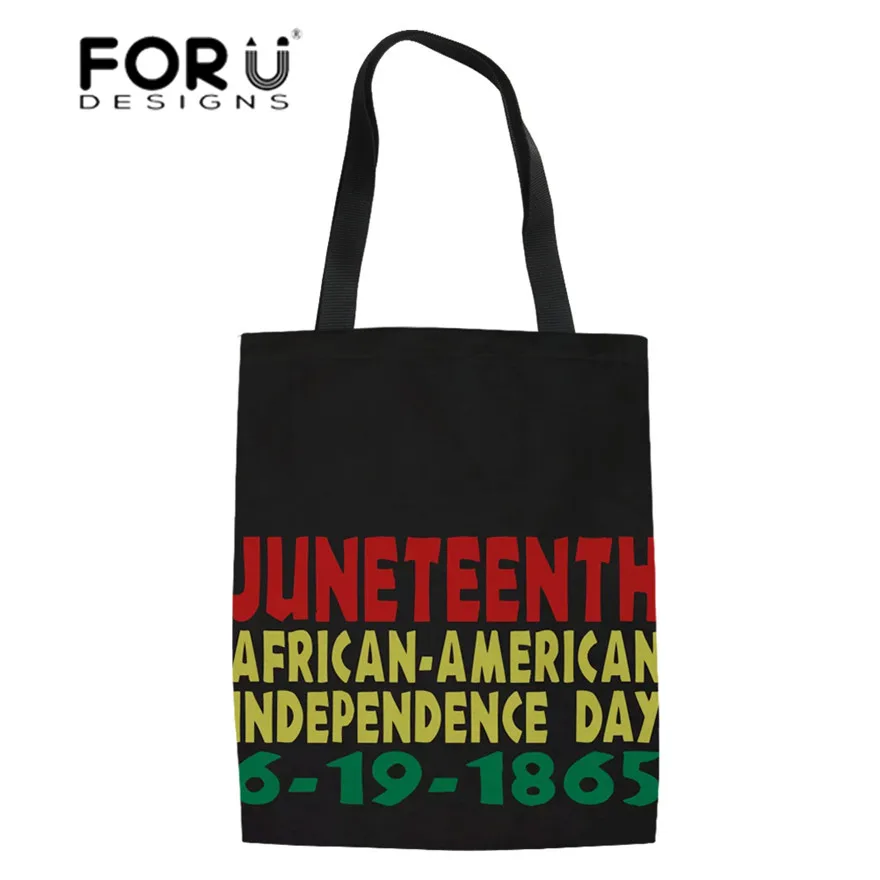 FORUDESIGNS/сверхпрочные сумки для покупок для женщин Juneteenth Day печать на ремне Сумка-тоут женская Парусиновая Сумка-тоут для женщин