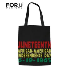 FORUDESIGNS/сверхпрочные сумки для покупок для женщин Juneteenth Day печать на ремне Сумка-тоут женская Парусиновая Сумка-тоут для женщин
