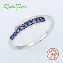 Anillos de plata para Mujer Azul Nano Cubic Zirconia Mujeres Anillos Partido de Pura Plata Esterlina 925 Joyería de Moda