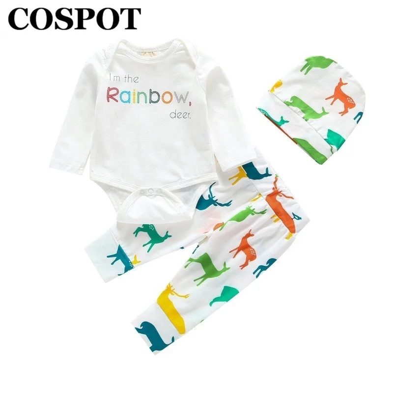 

COSPOT 2019 New Baby Clothing Set 3PCS/set Jumpsuit Pants Cap Infant Newborn Clothes Body Suit Baby Clothes Boys Clothes 25E