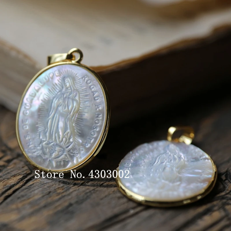 

5pcs/lot Natural Madonna Mother of Pearl Shell Pendant angel Mother Pearl Shell Necklace Charms