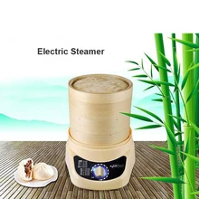 220 V 3-слойный Электрический аппарат для чистки паром из бамбука Еда Пароварка бамбуковая пароварка