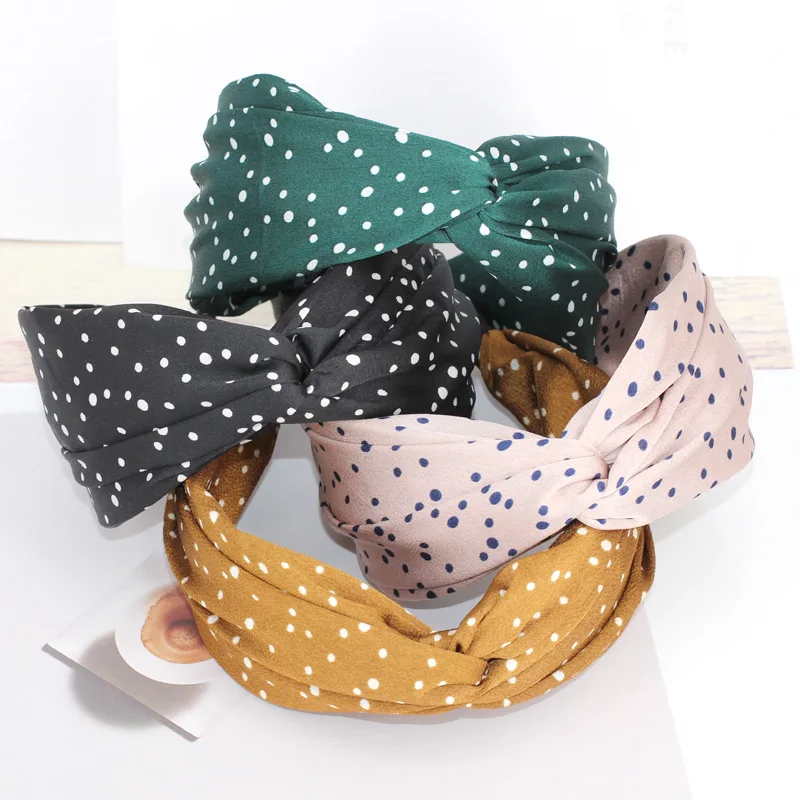 

Dot Soft Adjustable Unique Plastic Hair Hoop Strip 20 Colors Comfortable Headband 1PC Cross Elastic Cloth Girls Hot Sale Wide