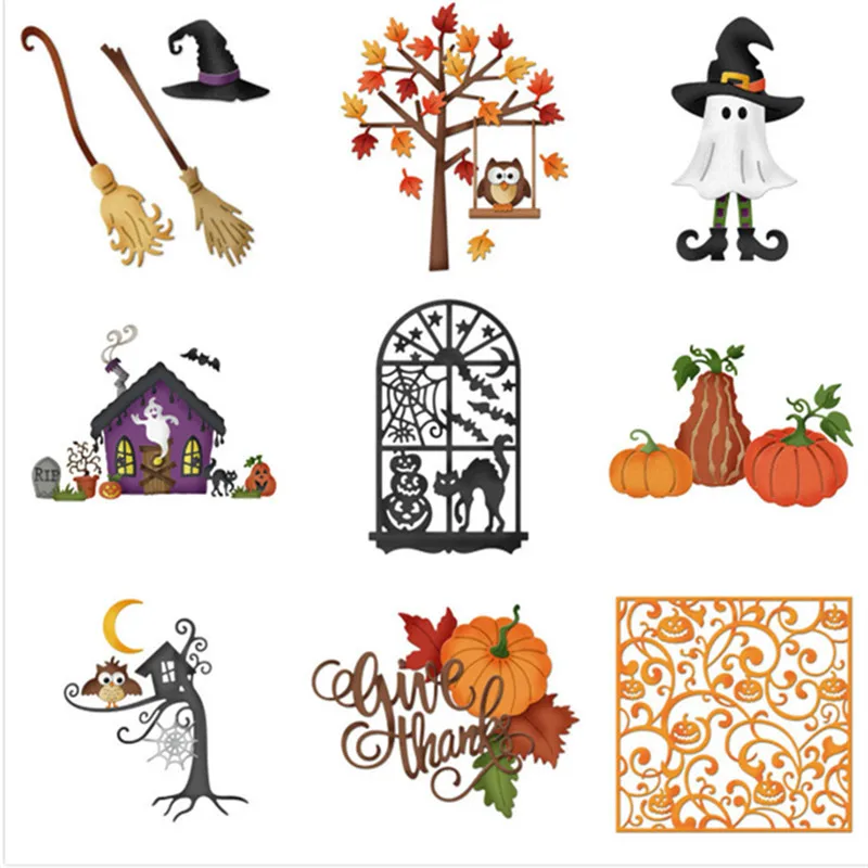 

12 Styles pumpkin Halloween Dies Metal Cutting Dies new 2018 scrapbooking dies metal Die Cuts background for Halloween gift