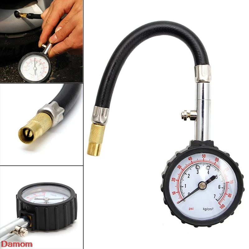 

0-100PSI Car Truck Auto Motor Tyre Tire Air Pressure Gauge Dial Meter Tester New Damom