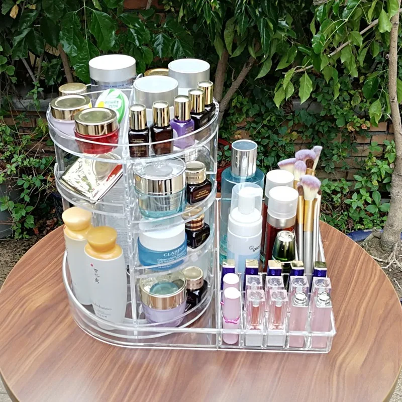 

360 Degree Rotating Makeup Organizer Lipstick Cosmetic Nail Polish Rack 3 Layer Make Up Brush Shelf Storage holder Home storage