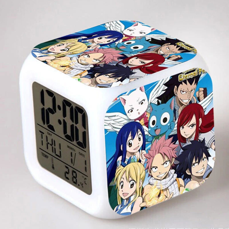フェアリーテイルアニメ置物ledアラーム時計点滅タッチライトデッキの装飾日本マンガおもちゃ子供のための Toys For Anime Figurinetoys For Kids Aliexpress