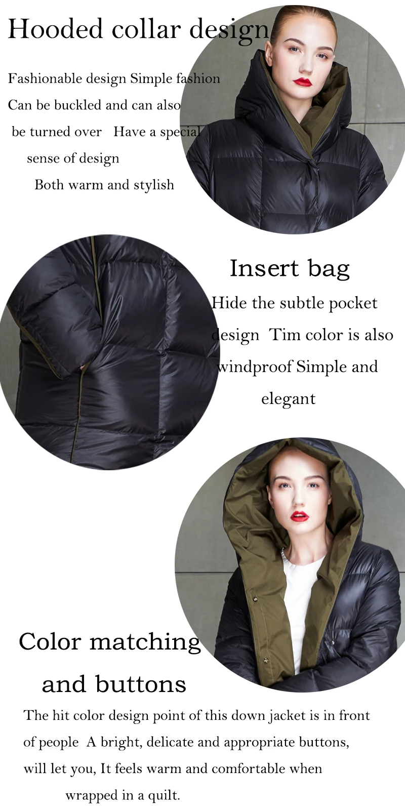 Новинка, стильный брендовый женский пуховик, Свободное пальто, Европейская и американская мода, уплотненный пуховик с капюшоном для женщин EF18010