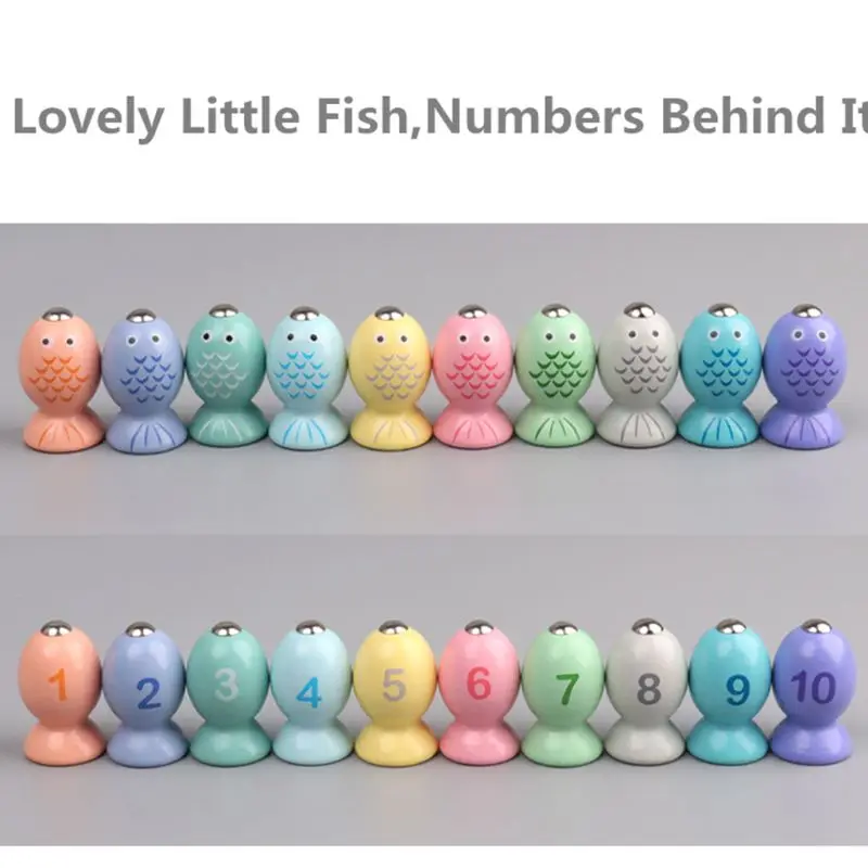 Монтессори дошкольные деревянные игрушки Цифровая подходящая доска для рыбалки игрушка раннее развитие ребенка обучающая Математика игрушки для детей