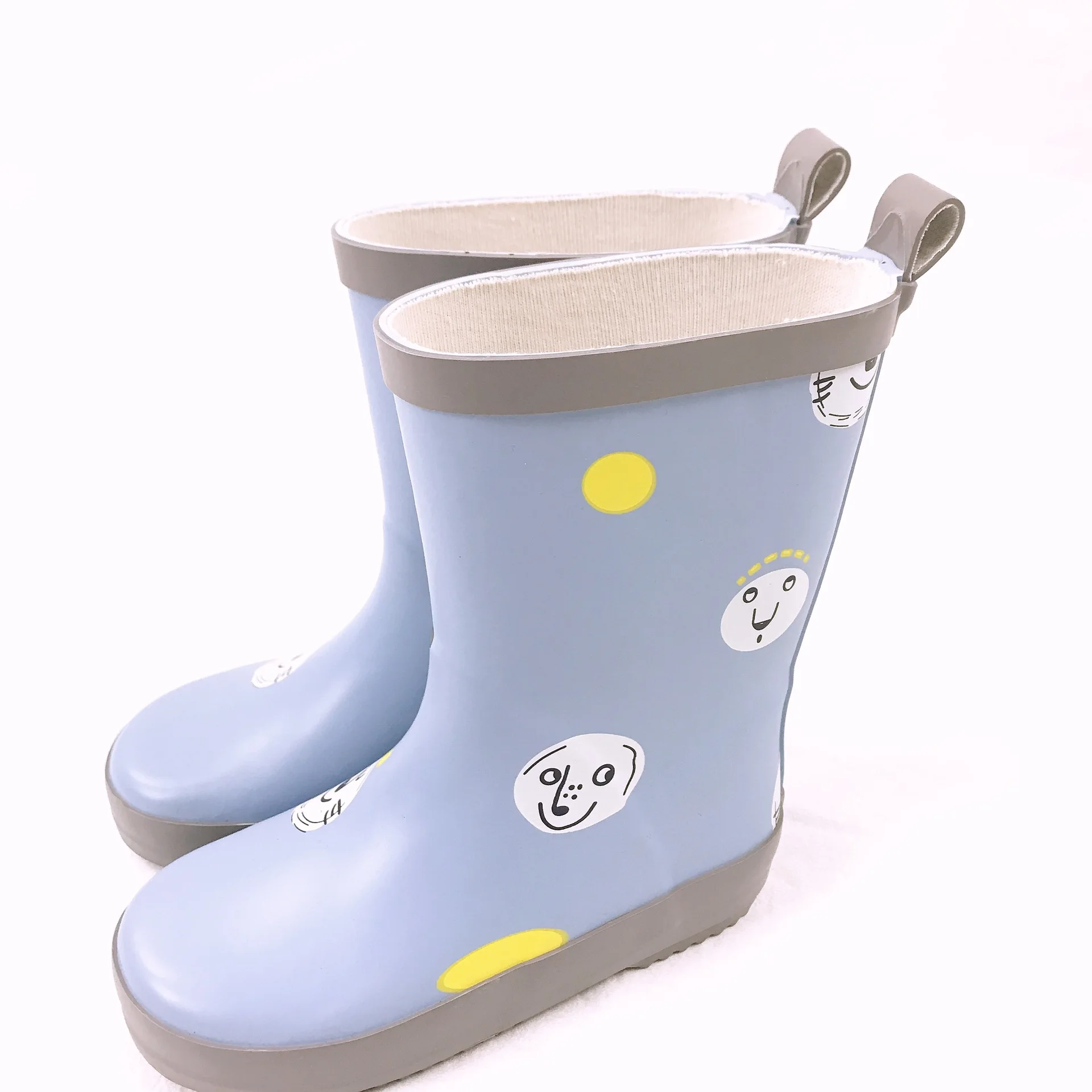 Детские резиновые сапоги в полоску; резиновые водонепроницаемые противоскользящие Дизайнерские Сапоги на среднем каблуке; резиновые сапоги высокого качества - Цвет: Небесно-голубой