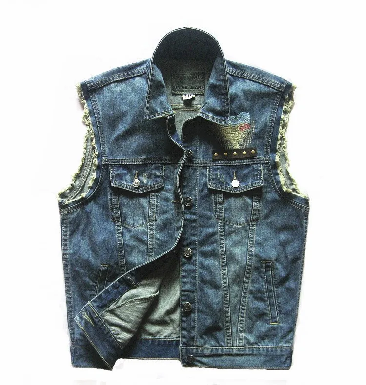 Mens Motorcycle Club Denim Vest Eagle 