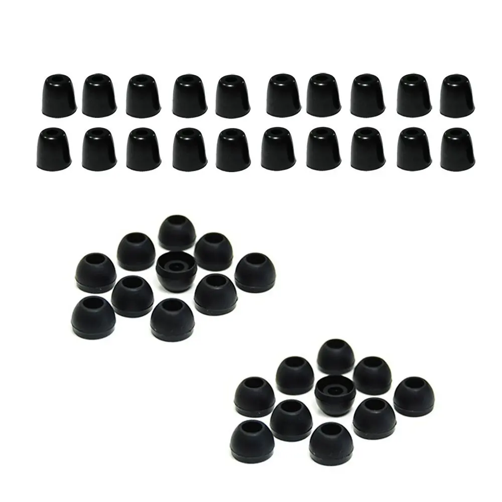 10 Pairs Medium Black Color Silicone Replacement Ear Buds & Memory Foam