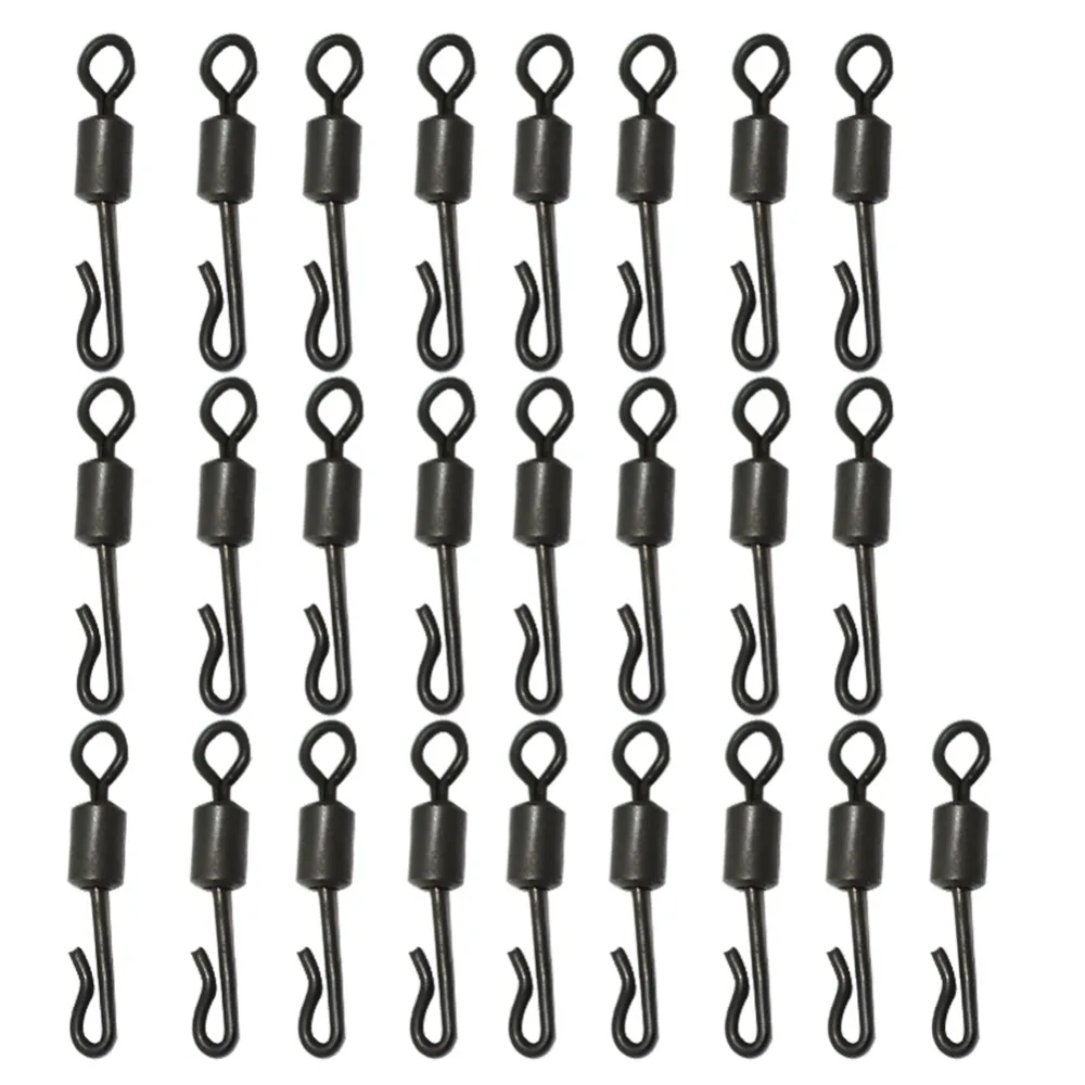 

25/75pcs Large Long Body Q-Shaped Black Color Quick Change Swivels For Carp Fishing 4# Fishing Terminal Tackle Accessory Pesca