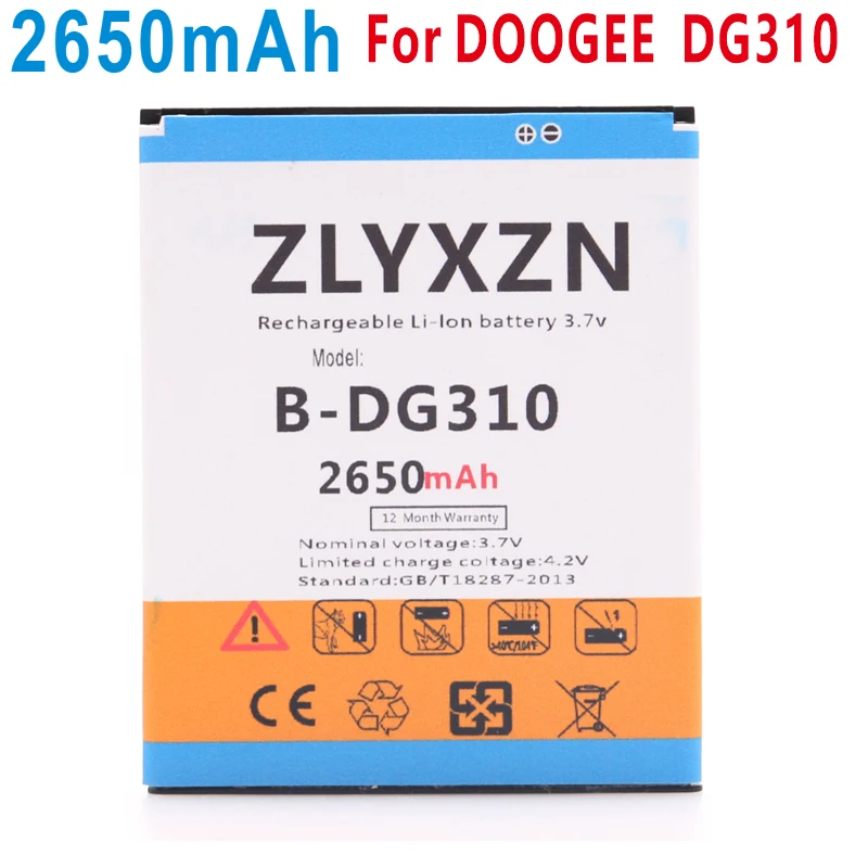 2650mah B-DG310 Battery Capacity For Doogee DG310 battery MTK6582 Quad Core |
