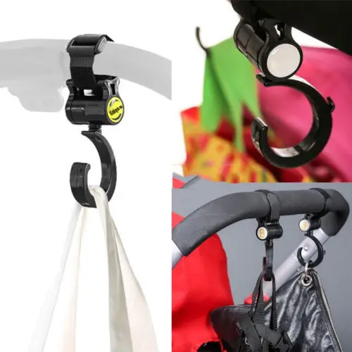 2pcs Multi Purpose Baby Stroller Wheelchair Swivel Hanger Hooks Clips
