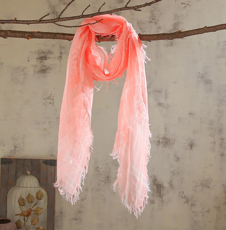 Лен для женщин шарфы для палантины Женщина Полосатый шарф бренд бандана шарф Hijabs шаль 190x60 см